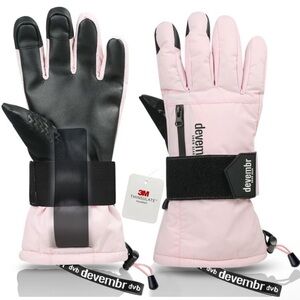 Light pink ski/snowboard Gloves with wrist guards